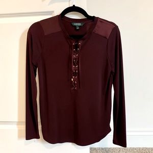 Ralph Lauren Long Sleeve Lace Up Front Blouse